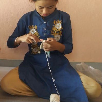 Luna-Leena airplane flat cuddle cloth with sound - organic cotton hand crochet in Nepal