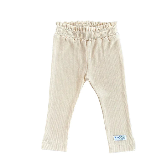 Beau Baby Leggings | Ruffle Rib Beige | May Mays
