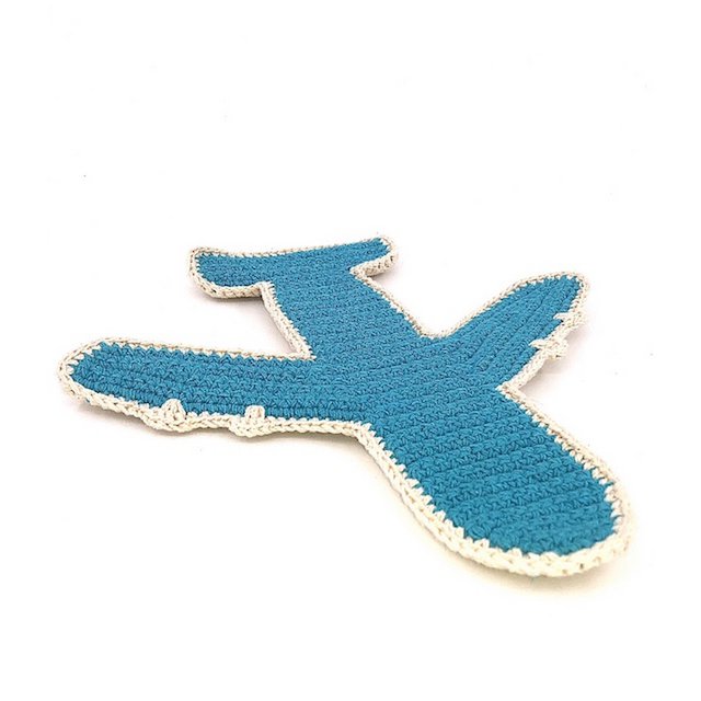 Luna-Leena airplane flat cuddle cloth with sound - organic cotton hand crochet in Nepal