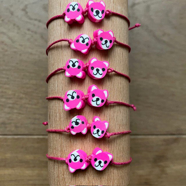 kids bracelet bear pink- handmade in Nepal