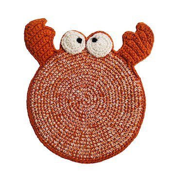 crab flat cuddle cloth with sound - organic cotton - hand crochet in Nepal
