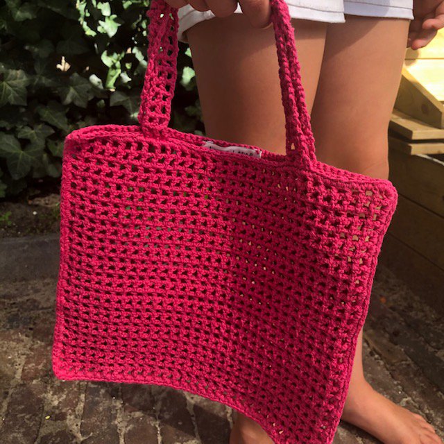 Luna-Leena bag kids pink - organic cotton - hand crochet in Nepal