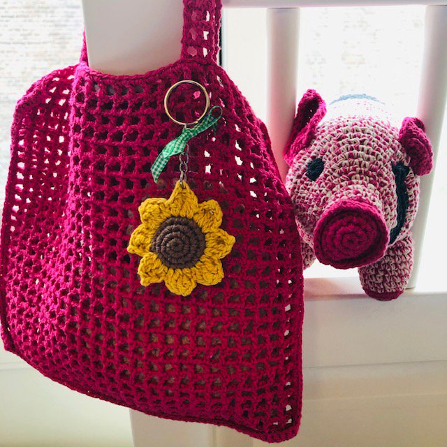 Luna-Leena bag kids pink - organic cotton - hand crochet in Nepal