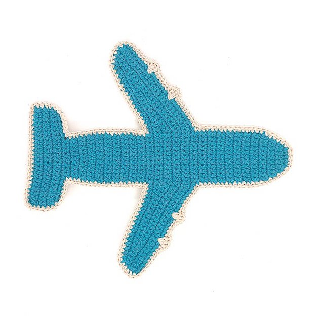 Luna-Leena airplane flat cuddle cloth with sound - organic cotton hand crochet in Nepal