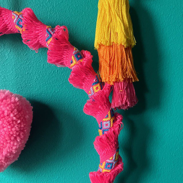 wall hanger with heart in Ibiza style pink - ring 20ø cm - handmade in Nepal